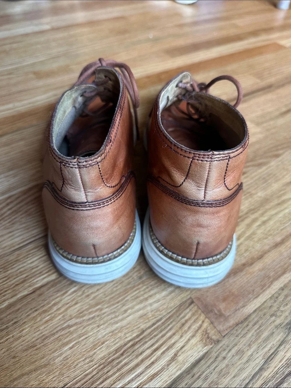 Cole Haan Men's Leather Lace-Up Boots in Cognac Brown Size 9.5
